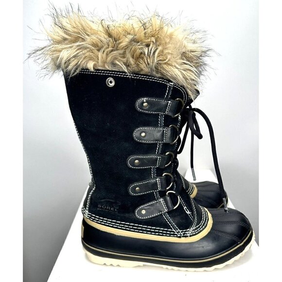 Sorel Womens Boots Joan of Artic Winter Faux Fur Insulated Waterproof Black 7 - Picture 3 of 14